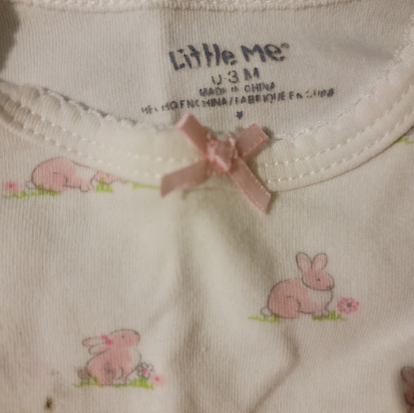 Little Me Baby Bunny Sleeper Gown & Cap,  0-3 month - Picture 2 of 4